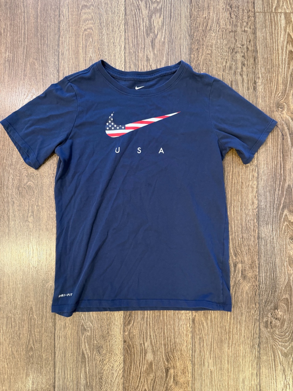 Nike Navy Tee with USA Flag Swoosh